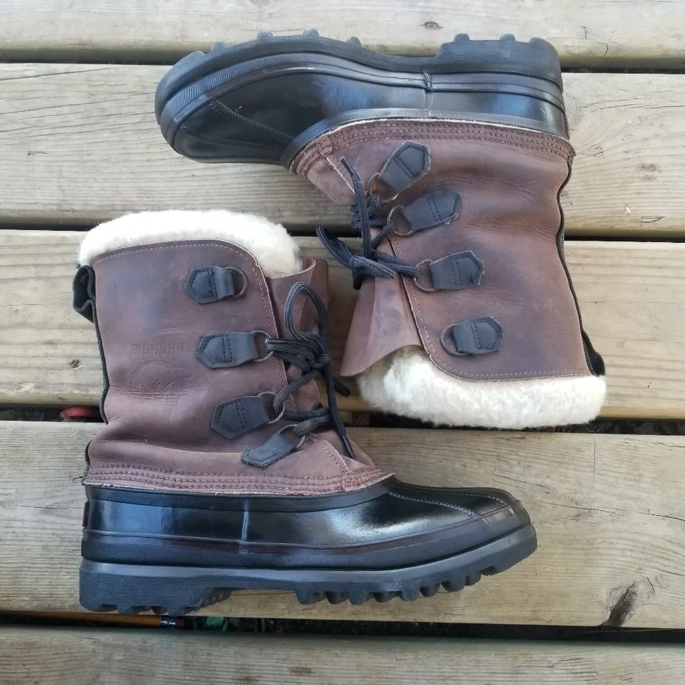 Vintage Sorel Kaufman Bighorn Leather Winter Snow Duck Boots Made In Canada Sz 8